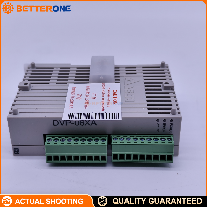 Delta DVP06XA-S2 Analog I/O Module, 4AI (±10V/±20mA) + 2AO (0–10V/0–20mA), 12/14-bit, 24VDC (20.4–28.8V), RS-485 Port, DIN Rail, for DVP Sli