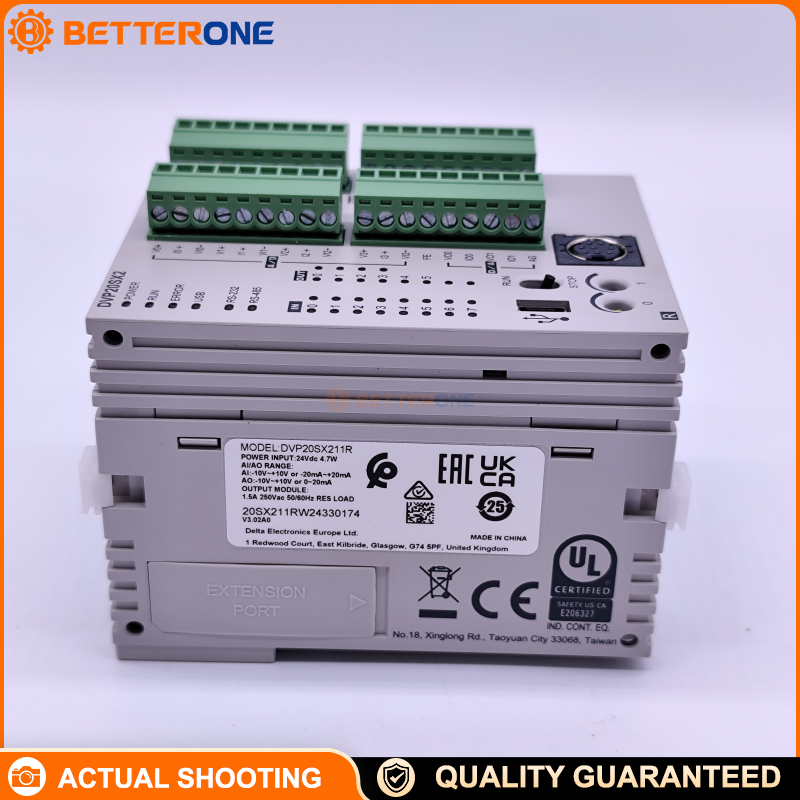 Delta DVP20SX211R Slim PLC CPU (DVP-SX2), 20 I/O (8DI/6DO Relay + 4AI/2AO), 24VDC, 16K Steps, Built-in USB/RS-232/RS-485, DIN Rail