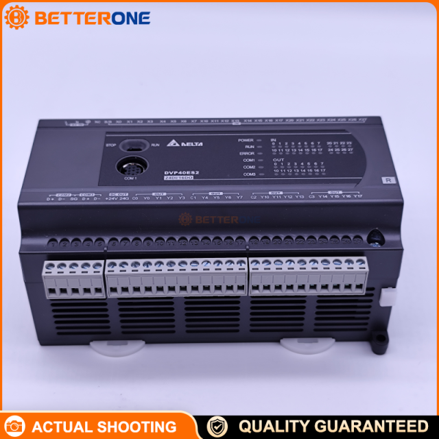 Delta DVP40ES200R DVP-ES2 PLC CPU, 40-Point (24DI/16DO) Relay Output, 100–240VAC Power Supply, 3 COM Ports (RS-232 + 2×RS-485), DIN Rail