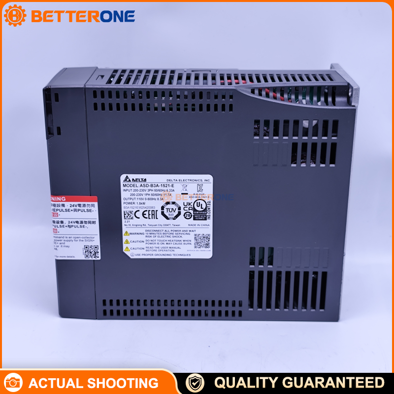 Delta ASDA-B3A Servo Drive ASD-B3A-1521-E, 1.5kW, 230V 1PH/3PH, EtherCAT, STO, Pulse Input + Analog Input + PR Mode, 8.3A, IP20, Chassis Mount
