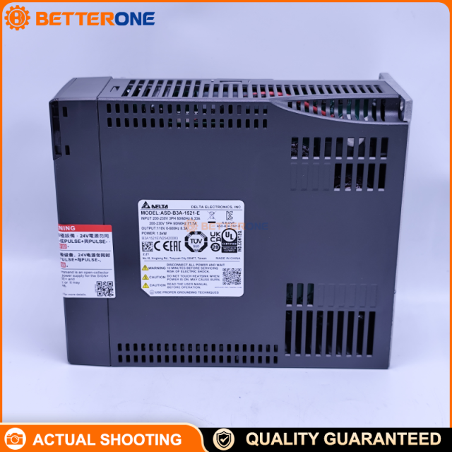 Delta ASDA-B3A Servo Drive ASD-B3A-1521-E, 1.5kW, 230V 1PH/3PH, EtherCAT, STO, Pulse Input + Analog Input + PR Mode, 8.3A, IP20, Chassis Mount
