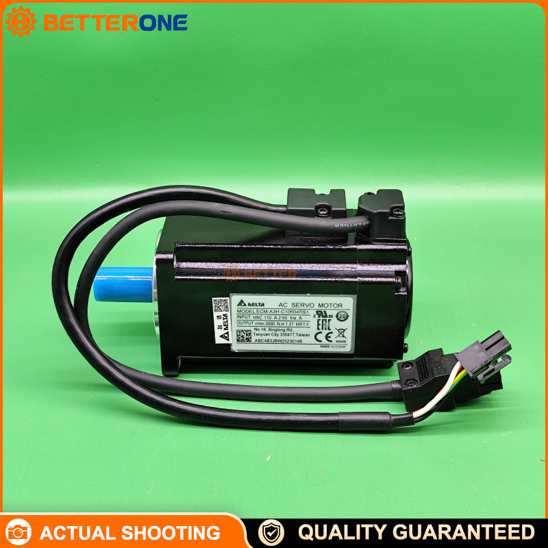 Delta ECM-A3H-C10604RS1 AC Servo Motor, 0.4kW 400W, 220VAC, 3000 r/min, 1.27 N·m, 24-bit Single-turn Absolute Optical Encoder, 60mm Frame, Keyway Shaft, No Brake, Oil Seal