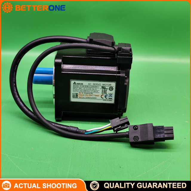 Delta ECM-B3M-C20804R71 AC Servo Motor, 400W (0.4kW), 220VAC, 3000rpm, 1.27N·m, Medium Inertia, 80mm Frame, 24-bit Encoder, Oil Seal, Keyway Shaft, No Brake