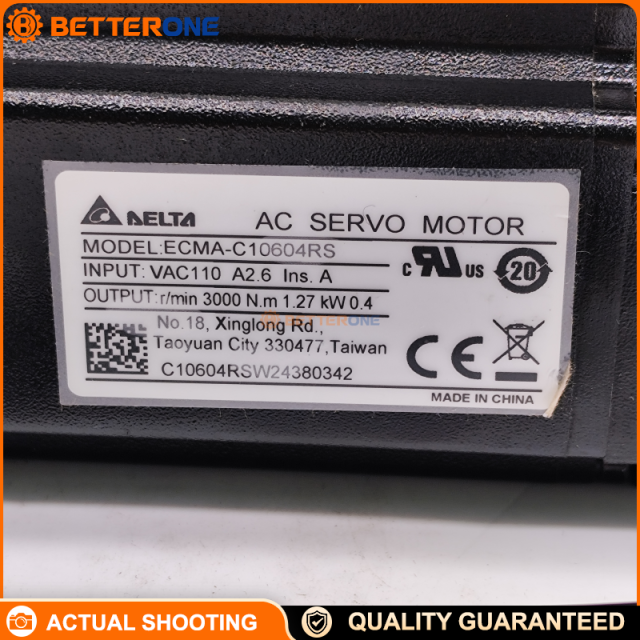 Delta ECMA-C10604RS AC Servo Motor, 400W 0.4kW, 220VAC, 3000rpm, Low Inertia, 20-bit Incremental Encoder, 60mm Frame, Keyway w/Tap, Oil Seal, No Brake