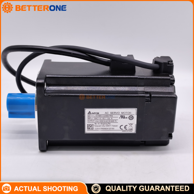 Delta ECMA-C20807RS AC Servo Motor, 0.75kW (Often Listed as 700W), 220VAC, 3000rpm, 2.39N·m Rated Torque, Incremental Encoder, 80mm Frame, 19mm Keyway Shaft, Oil Seal, No Brake