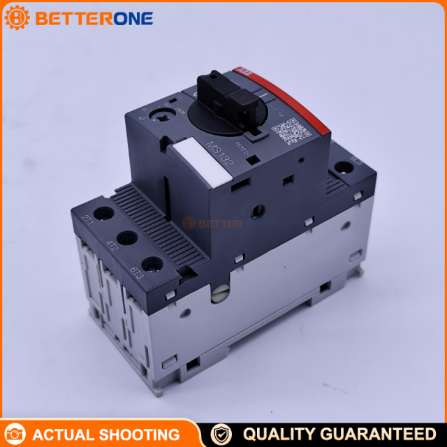 ABB MS132-6.3 Manual Motor Starter 1SAM350000R1009, 3-Pole MPCB, Adjustable 4.0–6.3A, Trip Class 10, 690VAC, Ics up to 100kA (400VAC), 45mm Width, DIN Rail, Screw Terminals