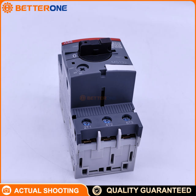 ABB MS132-25 Manual Motor Starter 1SAM350000R1014, 3-Pole MPCB, Adjustable 20–25A, Trip Class 10A, Ics 50kA @ 400VAC, 208–690VAC Motor Protection Breaker, DIN Rail
