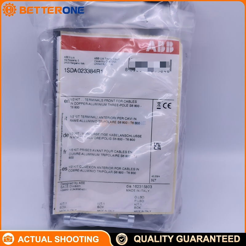 ABB 1SDA023384R1 Front Terminal Kit, KIT FC CuAl 3×185mm², 3-Pole, For Tmax T6 800 / S6 800 MCCB, 3pcs
