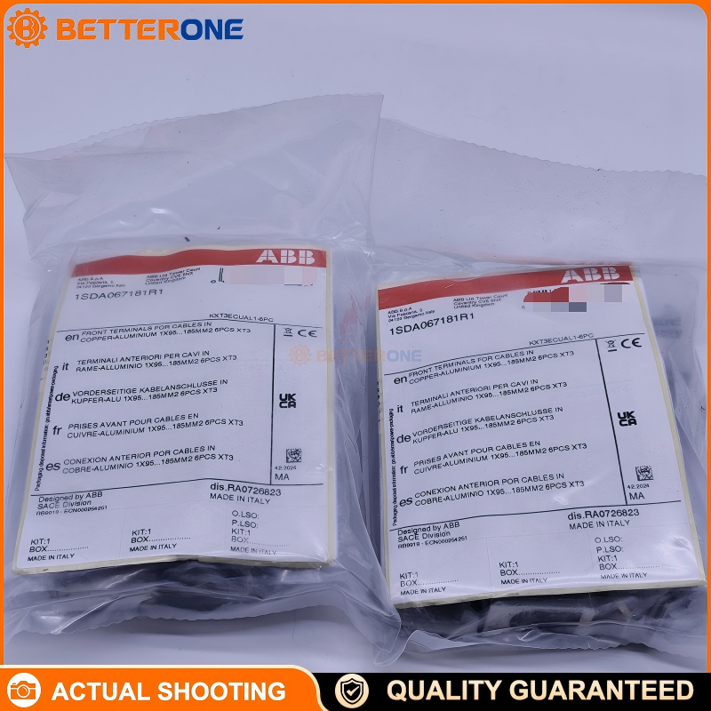 ABB 1SDA067181R1 Front Terminal Kit, KIT FC CuAl 1×95…185mm², For Tmax XT3 MCCB, 3-Pole, 6pcs