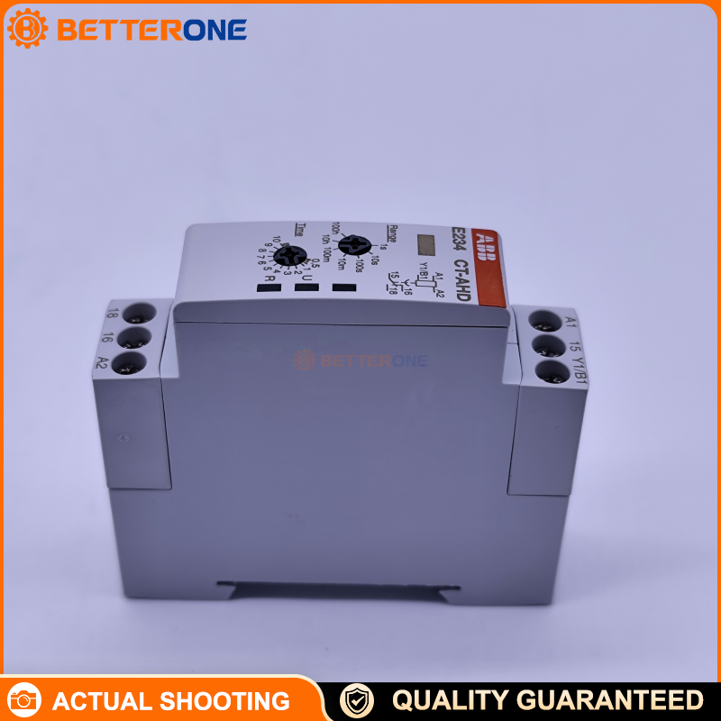 ABB CT-AHD.12 Time Relay 1SVR500110R0000, OFF-Delay (Delay on Break), 0.05s–100h (7 Ranges), 24–240VAC / 24–48VDC, 1 c/o SPDT 250V 4A, DIN Rail