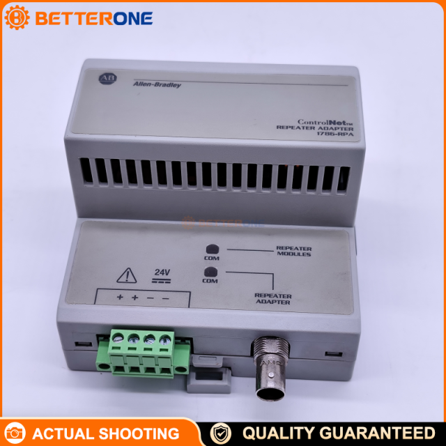 Allen-Bradley 1786-RPA/B ControlNet Modular Repeater Adapter, 18–36VDC (24VDC Class 2/SELV), 5VDC Backplane 1.6A Max, Up to 4 Repeater Modules, DIN-Rail Mount, BNC Coax Port
