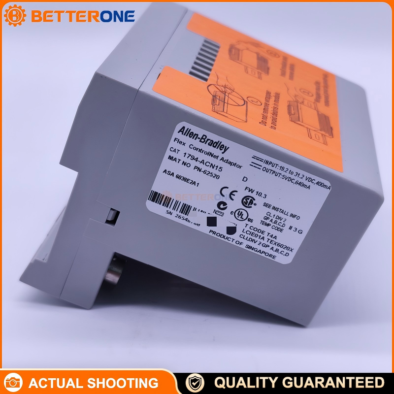 Allen-Bradley 1794-ACN15 FLEX I/O ControlNet Adapter Module, 8-Slot Capacity, 5 Mbps, 24VDC (19.2–31.2VDC), Dual BNC Ports, FlexBus 5V 640mA