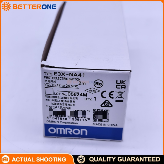 OMRON E3X-NA41 Manual Fiber Optic Amplifier Unit, PNP Open-Collector Output, 12–24VDC, 35mA Max, 50mA Load, 200µs Response, LED Bar Display, Light-ON/Dark-ON, 40ms OFF-Delay Timer, DIN-Rail