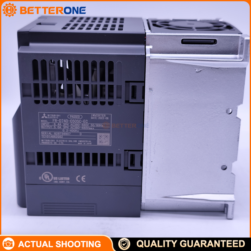 Mitsubishi Electric FR-D740-050SC-EC VFD Inverter Drive, 3-Phase 380–480VAC, 2.2kW, 5A @ 50°C, Safe Torque Off (STO), Built-in 4-Digit LED, Spring Clamp Terminals, IP20
