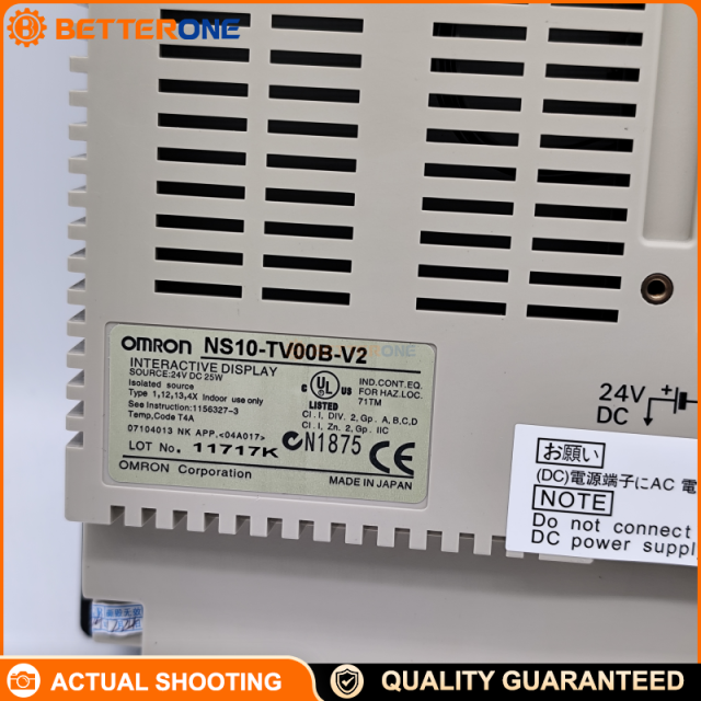 OMRON NS10-TV00B-V2 NS Series HMI Touch Panel, 10.4in TFT VGA 640×480, Ethernet + 2×RS-232C + USB, 24VDC (20.4–27.6V), 25W Max, 60MB Memory, Black Case