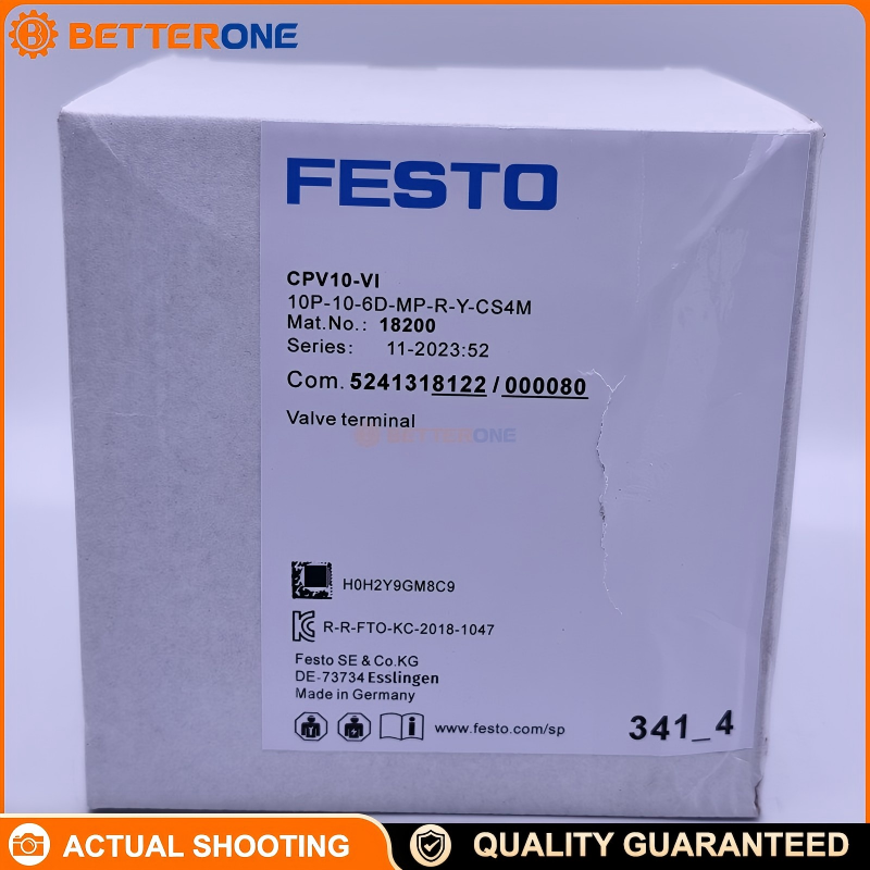 Festo 10P-10-6D-MP-R-Y-CS4M CPV10 Valve Terminal, 6-Station Manifold, MP Multipin Sub-D 25-Pin, 24VDC, Up to 10 bar, 400 L/min