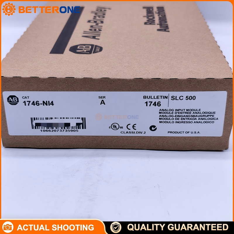 Allen-Bradley 1746-NI4 SLC 500 Analog Input Module, 4-Channel, Per-Channel Voltage/Current Selectable, 16-Bit, ±10V/0–10V/0–5V/1–5V, ±20mA/0–20mA/4–20mA, Removable Terminal Block