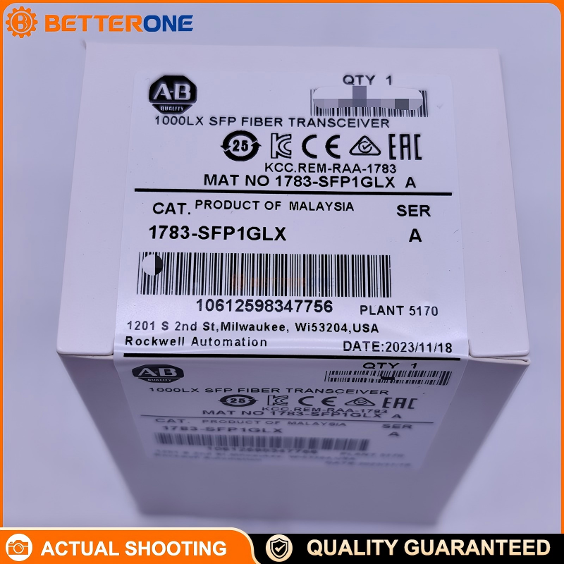 Allen-Bradley 1783-SFP1GLX Stratix SFP Transceiver, 1Gb 1000BASE-LX/LH, SMF G.652, 1310nm, 10km, Dual LC, DOM, Industrial Temperature