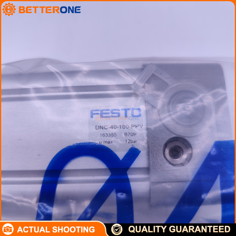 Festo DNC-40-100-PPV ISO 15552 Standard Pneumatic Cylinder, 40mm Bore 100mm Stroke, Double-Acting, Adjustable Pneumatic Cushioning Both Ends, M12×1.25 Rod Thread