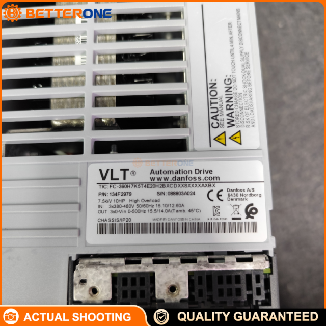 Danfoss VLT® AutomationDrive FC 360 FC-360H7K5T4E20H2BXCDXXSXXXXAXBX VFD, 7.5kW 10HP, 3-Phase 380–480VAC, IP20 Chassis, H2 RFI Class A2, Brake Chopper, Coated PCB