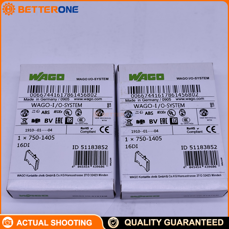 WAGO 750-1405 Ethernet TCP/IP Controller, I/O System 750, Dual Ethernet Ports 10/100 Mbps, CODESYS Programmable, DIN-Rail, Industrial PLC Controller