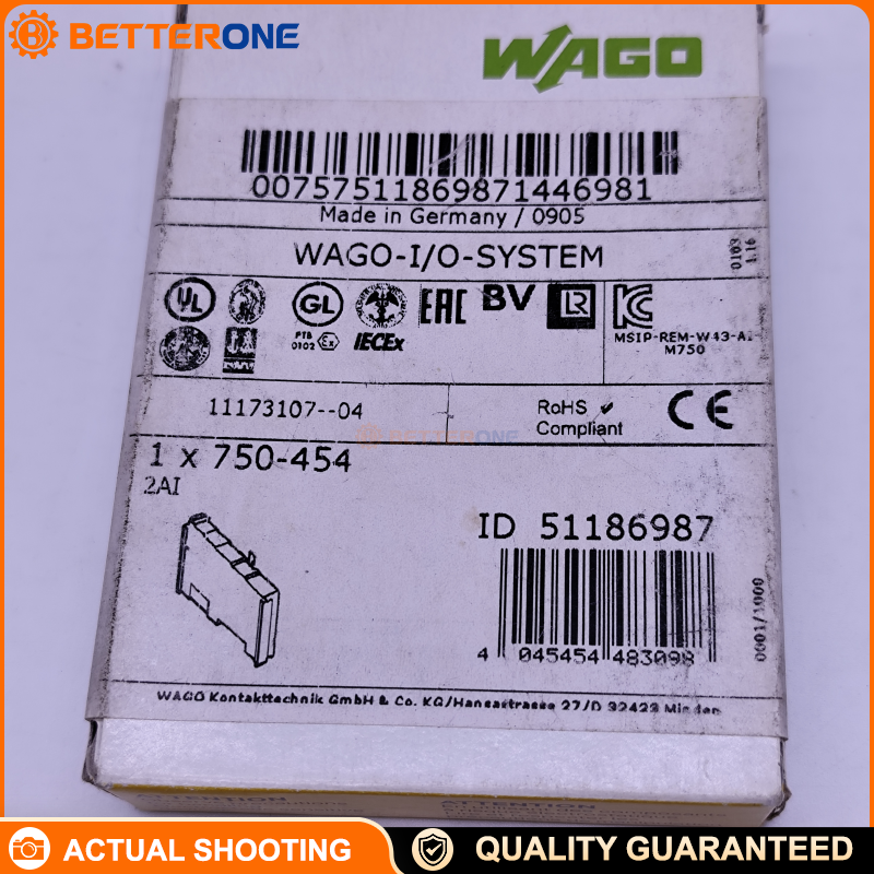WAGO 750-454 2-Channel Analog Input Module, 4–20 mA, Differential Input, 12-Bit, 2 ms Conversion, 220 Ω Max Input Resistance, 500 V Isolation, DIN-Rail, IP20