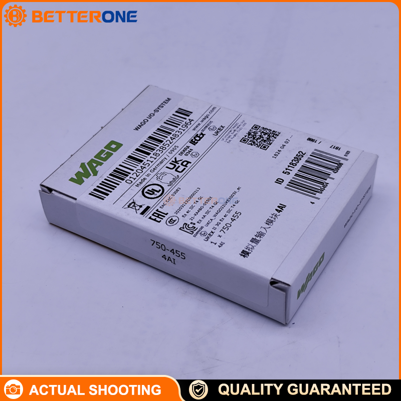 WAGO 750-455 4-Channel Analog Input Module, 4–20 mA, Single-Ended, 12-Bit, 10 ms Conversion, 100 Ω Input Resistance, 32 V Max Input, Isolated Signal, 2-Wire Sensors