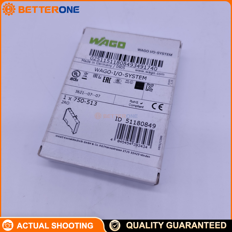WAGO 750-513 2-Channel Relay Output Module, 2×NO (Make Contact), Potential-Free, 250VAC 2A / 30VDC 2A, DIN-Rail, IP20, 0–55°C
