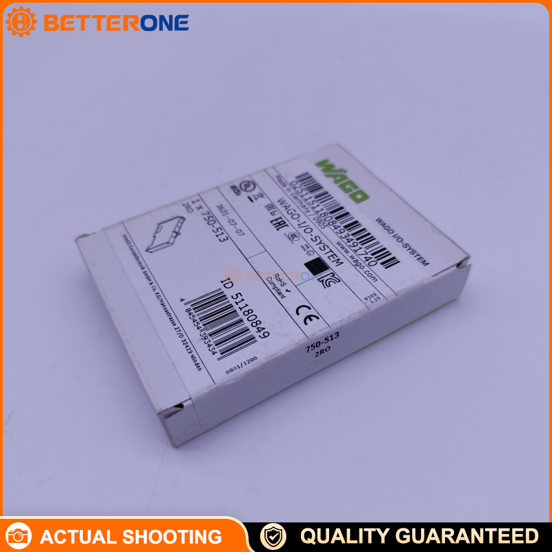 WAGO 750-513 2-Channel Relay Output Module, 2×NO (Make Contact), Potential-Free, 250VAC 2A / 30VDC 2A, DIN-Rail, IP20, 0–55°C