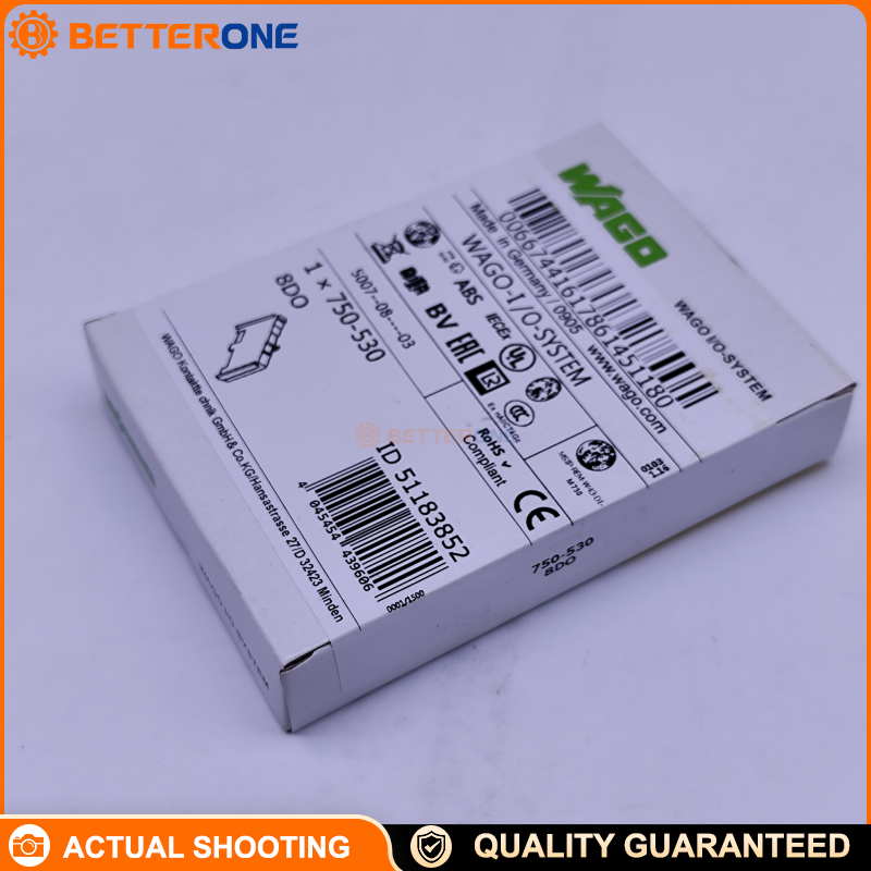 WAGO 750-530 8-Channel Digital Output Module, 24VDC, 0.5A/Channel, High-Side Switching, Short-Circuit Protected, 2 kHz, 500 V Isolation, DIN-Rail, IP20