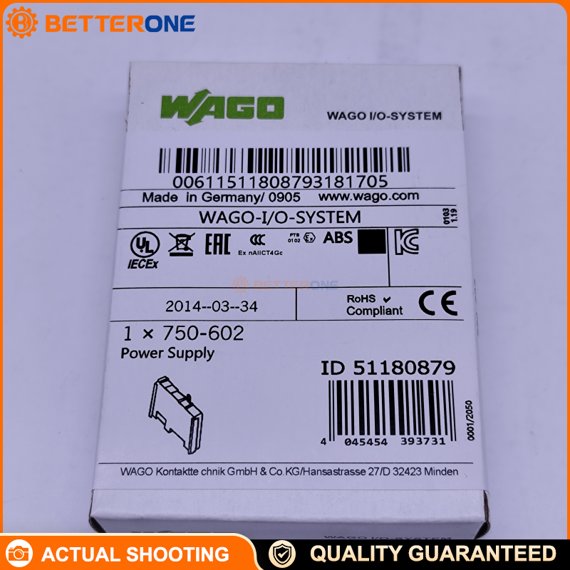 WAGO 750-602 Passive Supply Module, 24 VDC Field Power via Power Jumper Contacts, Max 10A, CAGE CLAMP®, DIN-Rail, I/O System 750/753