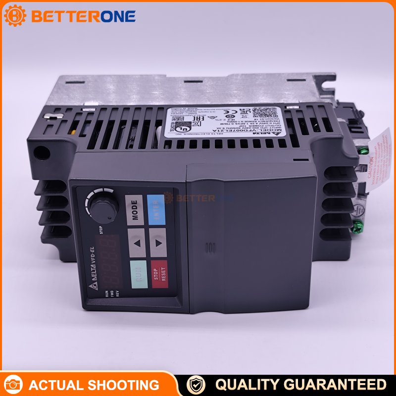 Delta VFD007EL21A VFD-EL Series AC Drive, 230V 1-Phase Input, 0.75kW (1HP), 4.2A Output, V/Hz Control, 0.1–600Hz, Built-in EMI Filter, Modbus RS-485