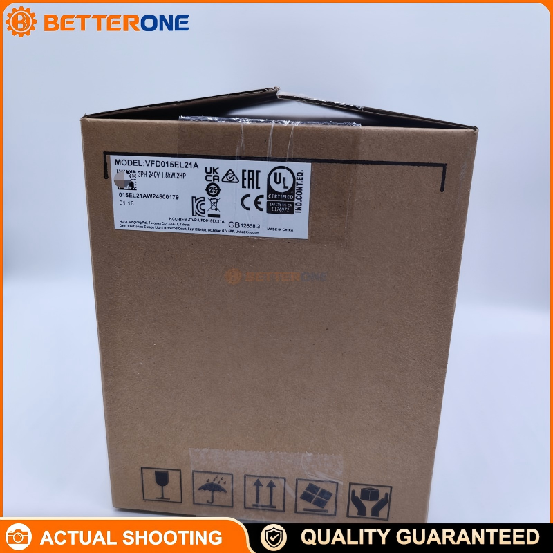 Delta VFD015EL21A VFD-EL Series AC Drive, 230V 1-Phase Input, 1.5kW (2HP), 7.5A Output, V/Hz (Scalar) Control, 0.1–600Hz, Built-in EMI Filter, RS-485 Modbus, IP20