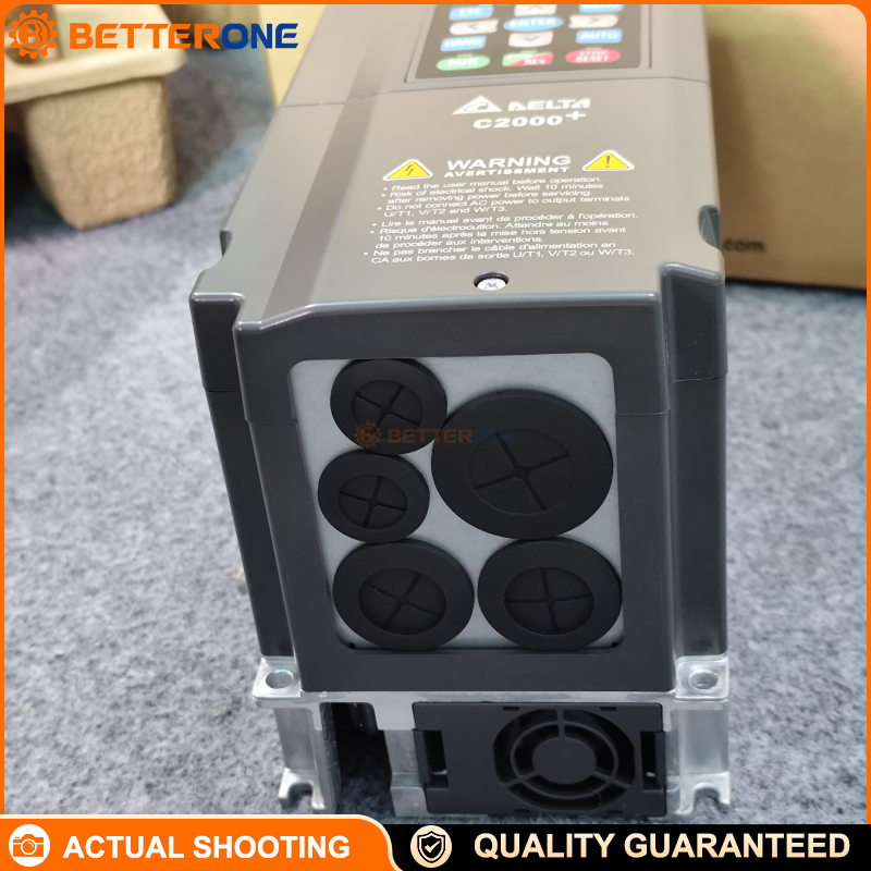 Delta VFD022C43A-21 C2000 Plus Vector Control Drive, 460VAC 3-Phase Input, 2.2kW (3HP), 5.9A/8.7A Dual Rating, Speed/Torque/Position Control, 0–599Hz, IP20