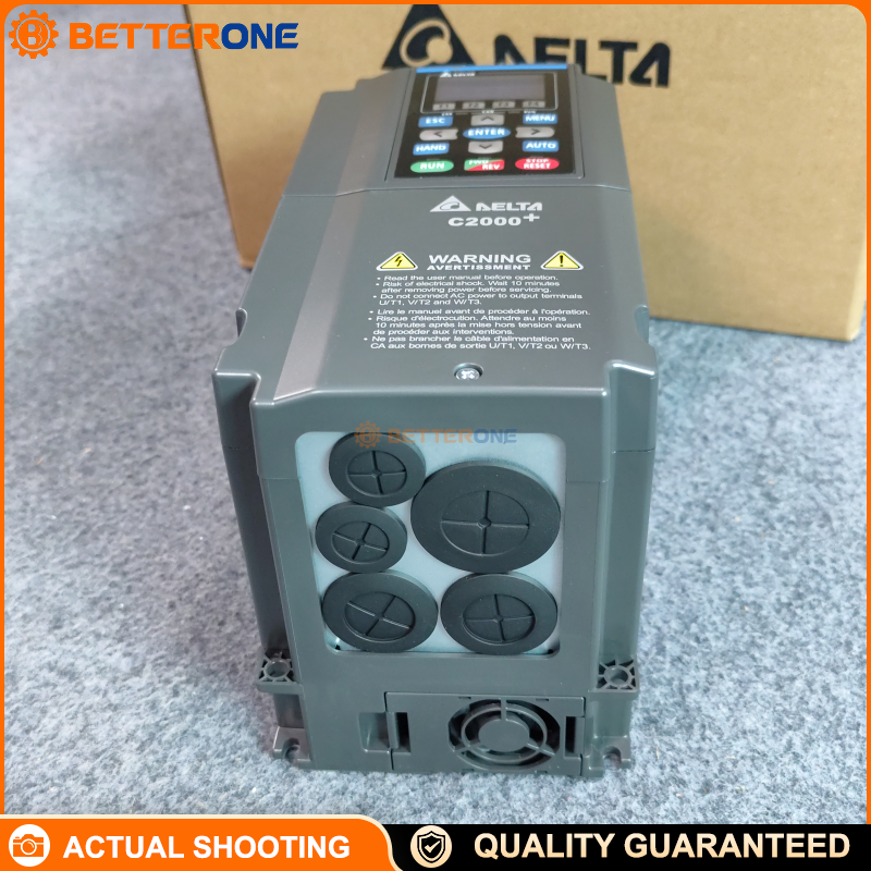 Delta VFD055C43A-21 C2000 Series Vector Control Drive, 460VAC 3-Phase Input, 5.5kW (7.5HP), 12A HD / 10.5A SHD, Built-in Braking Chopper, IP20, 0–599Hz