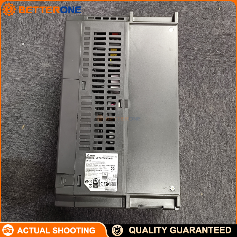 Delta VFD075C43A-21 VFD-C2000+ Vector Control Drive, 460VAC 3-Phase Input, 7.5kW (10HP), 18A HD / 12A SHD, Built-in Braking Chopper, IP20, Frame B, 0–599Hz