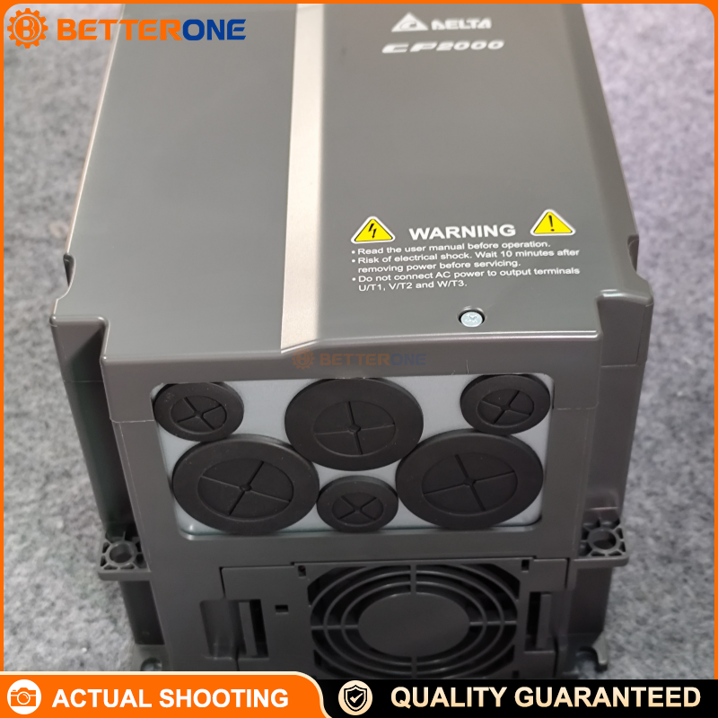 Delta VFD110CP43B-21 CP2000 Fan/Pump Drive, 380–480VAC 3-Phase Input, 11kW (15HP), Built-in Braking Chopper, Optional EMC Filter, PID Control, RS-485 Modbus, IP20