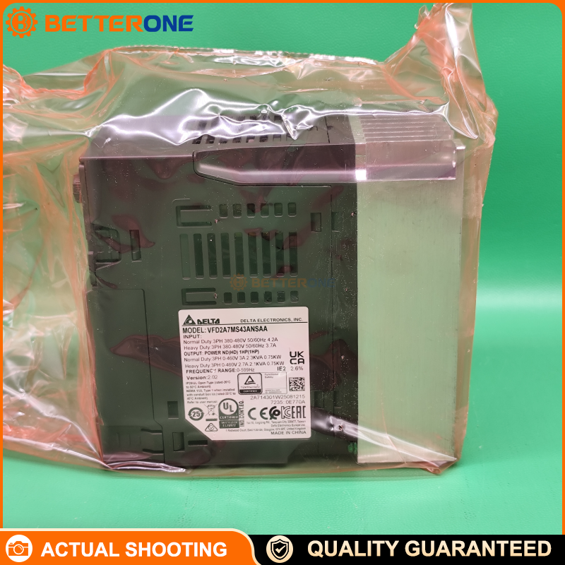 Delta VFD2A7MS43ANSAA AC Drive MS300 Series 0.75 kW / 1 HP 3-Phase Variable Frequency Drive, 460 VAC, 2.7 A Output, Compact Vector Control