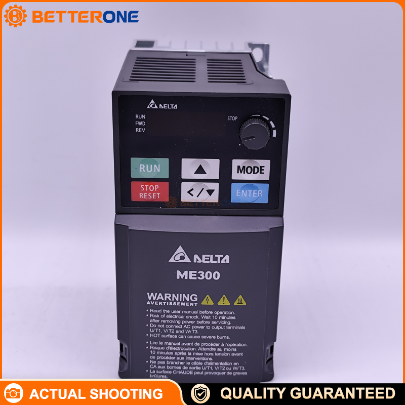 Delta VFD2A8ME21ANSAA ME300 Series AC Drive, 230VAC 1-Phase Input, 0.4kW (0.5HP), 3.2A ND / 2.8A HD, Sensorless Vector VFD with STO  （型号、系列