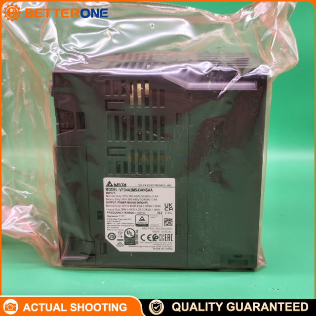 Delta VFD4A2MS43ANSAA MS300 Series VFD, 460VAC 3-Phase Input, 1.5kW (2HP), 4.2A HD / 4.6A ND, Compact Vector Control, 0–599Hz, IP20