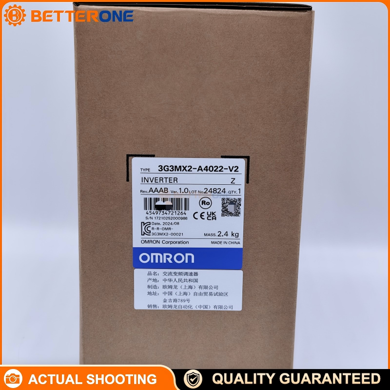 Omron 3G3MX2-A4022-V2 MX2 Series Inverter, 3-Phase 380–480VAC, 2.2kW (3HP), 5.5A, Built-in Braking Chopper & EMC Filter, Sensorless Vector Control, IP20