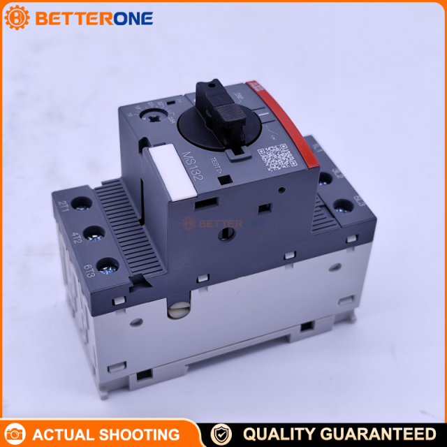 ABB MS132-2.5 Manual Motor Starter (MPCB), 3-Pole, Adjustable 1.6–2.5A, 690VAC Rated, Trip Class 10, Phase Loss Sensitive, Ics 100kA @ 400VAC, Rotary Handle, IP20, 45mm Width