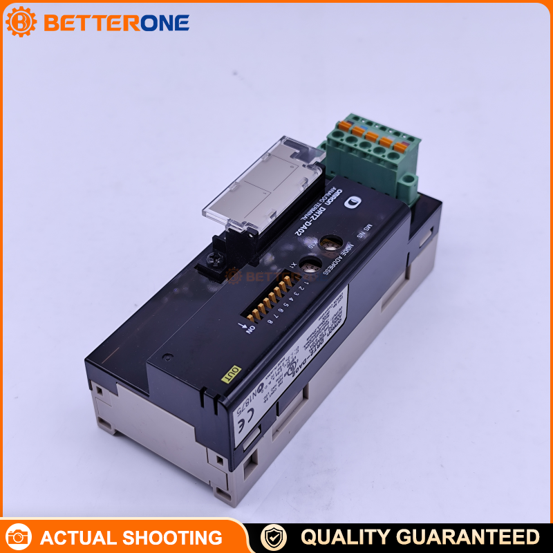 OMRON DRT2-DA02 DeviceNet Smart Slave Analog Output Terminal, 2-Ch AO, 0–5V/1–5V/0–10V/±10V, 0–20mA/4–20mA, 1/6000 FS Resolution, 2ms/2 Points, 11–25VDC Comm Power, DIN Rail, Screw Terminal