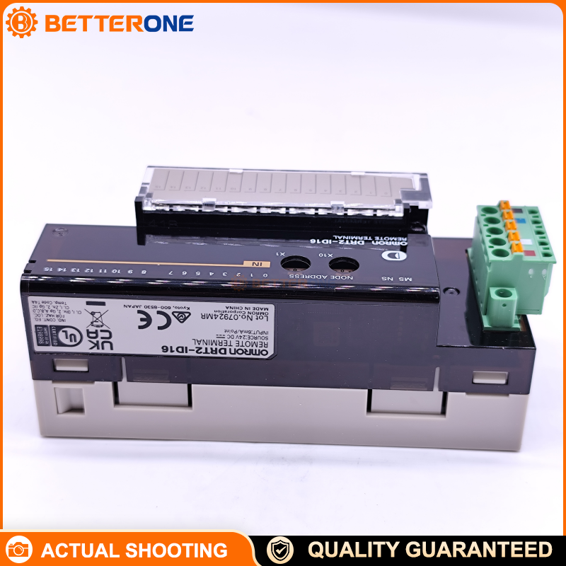 OMRON DRT2-ID16 DeviceNet Smart Slave Digital Input Terminal, 16-Point DI, 24VDC NPN (+ Common), Screw Terminals (M3), Communications Connector Power, DIN Rail Remote I/O