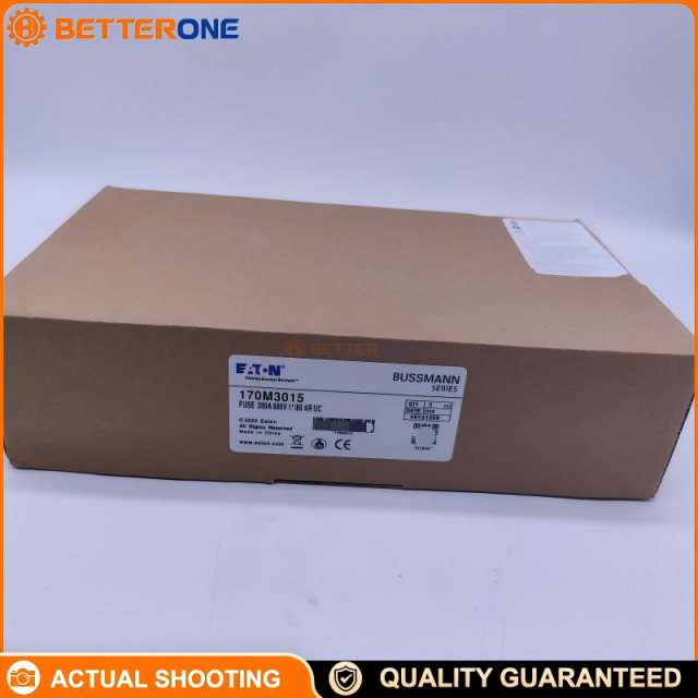 Eaton Bussmann 170M3015 High Speed Square Body Fuse, Class aR Semiconductor Fuse Link, 200A, 690V IEC / 700V UL, 200kAIC, Blade End x Blade End, Top Fuse Status Indicator (/80 Visual), DIN 43 620