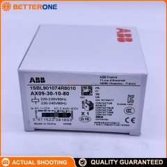 ABB 1SBL901074R8010 AX09-30-10-80 Block Contactor, 3-Pole 3NO + 1NO Aux, Coil 220–230V 50Hz / 230–240V 60Hz, 9A AC-3, 4kW @ 400V AC-3, 690V Main/Aux Circuit, Screw Terminals, 44×74×74mm