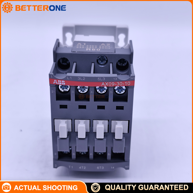 ABB 1SBL901074R8010 AX09-30-10-80 Block Contactor, 3-Pole 3NO + 1NO Aux, Coil 220–230V 50Hz / 230–240V 60Hz, 9A AC-3, 4kW @ 400V AC-3, 690V Main/Aux Circuit, Screw Terminals, 44×74×74mm