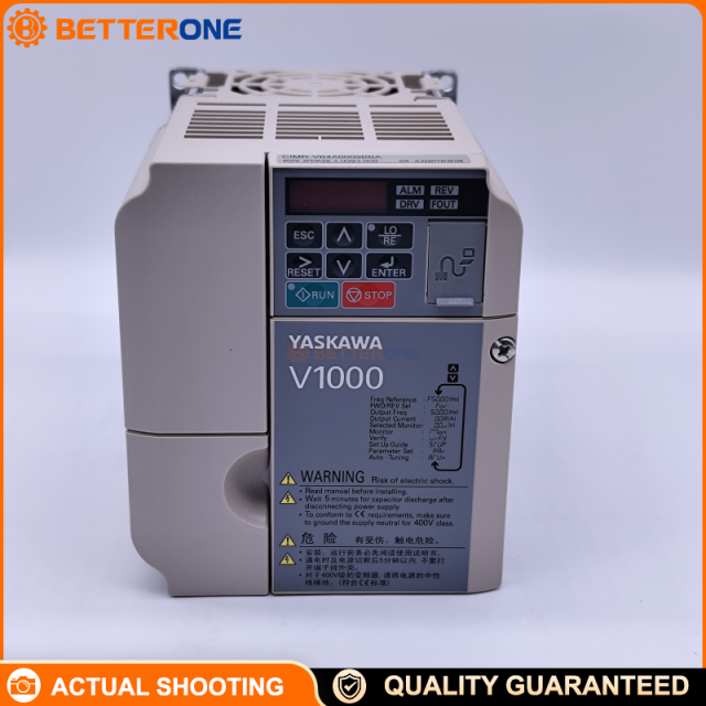 Yaskawa CIMR-VB4A0009BBA V1000 Compact Vector Control AC Drive VFD Inverter, 3-Phase 380–480VAC (400V Class), 3.7kW (5HP), 8.8A Normal Duty / 7.2A Heavy Duty Rated Output