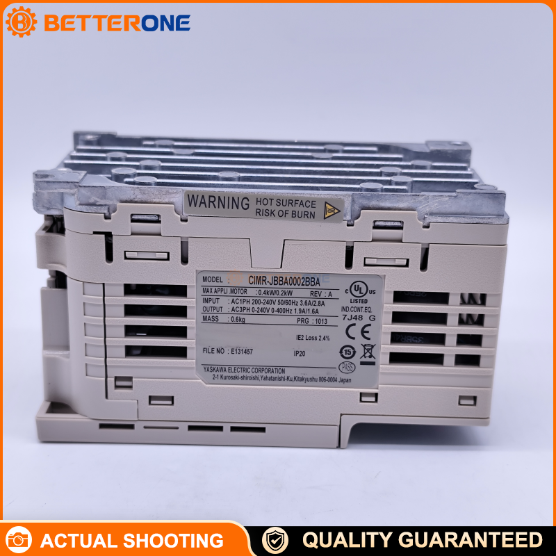 Yaskawa CIMR-JBBA0002BBA J1000 Compact VFD AC Drive, Single-Phase 200–240VAC (200V Class), 0.4kW (ND) / 0.2kW (HD), 1.9A (ND) / 1.6A (HD), IP20 Open-Chassis Micro Inverter Drive, Max 400Hz