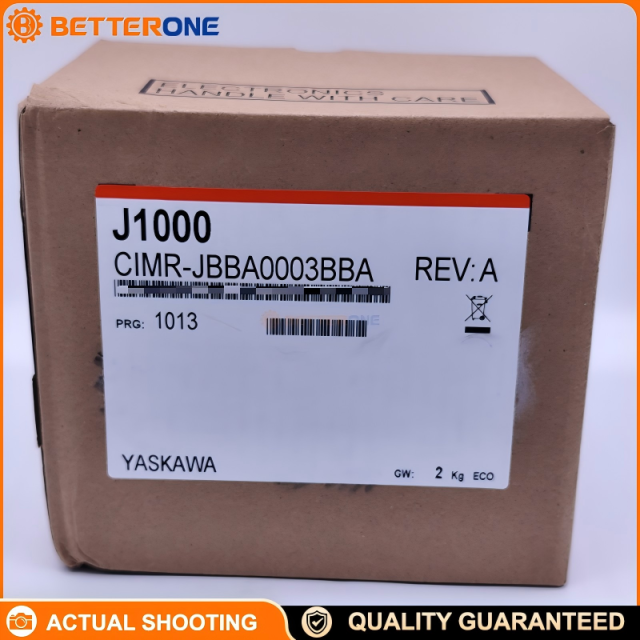 Yaskawa CIMR-JBBA0003BBA J1000 Compact VFD AC Drive, Single-Phase 200–240VAC (200V Class), 0.75kW (ND) / 0.4kW (HD), 3.3A–3.5A (ND) / 3.0A (HD), IP20 Open-Chassis, Max 400Hz